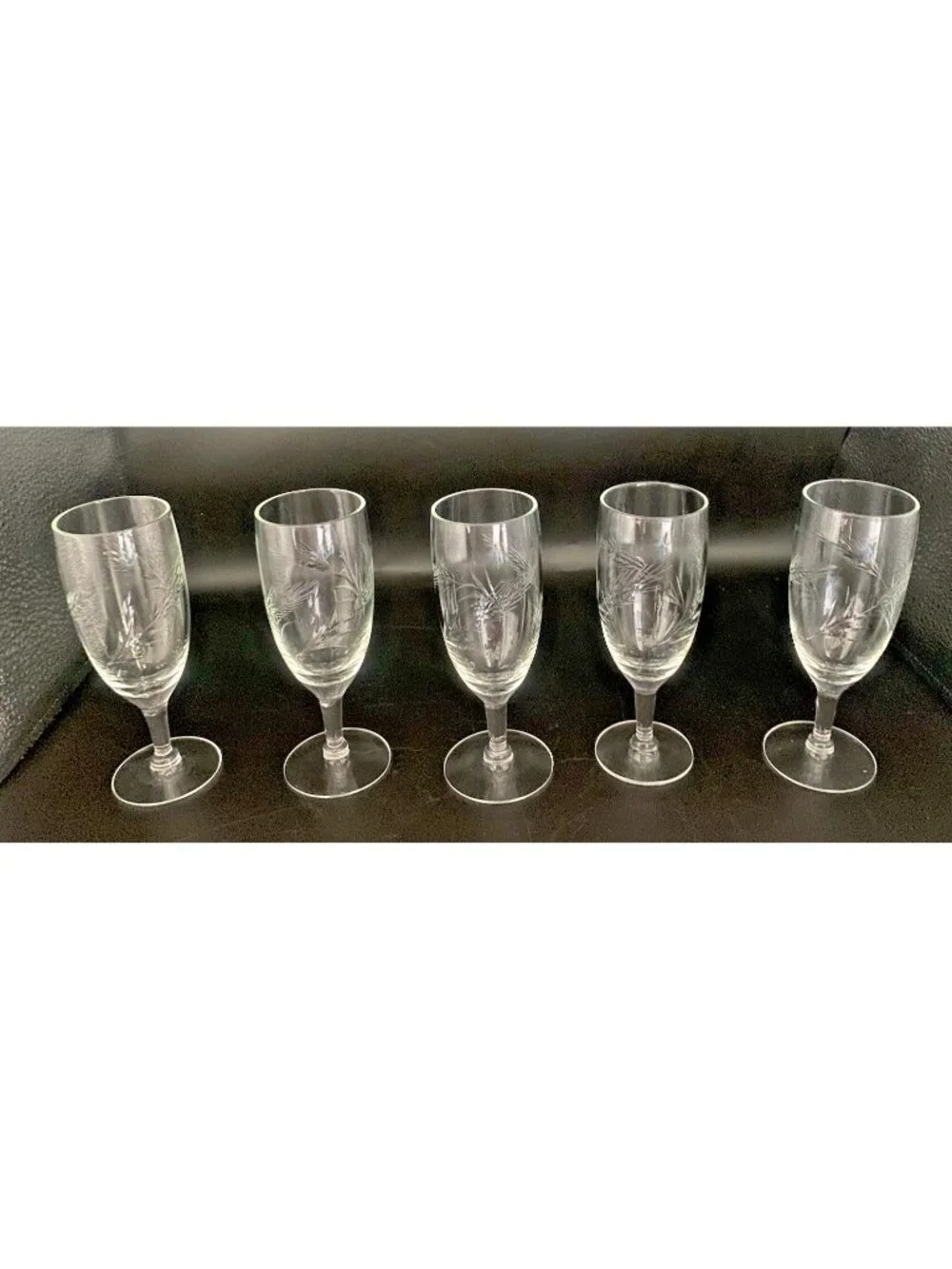 Vintage Wheat Whiskey Sour Juice Glasses Set Of 5 MCM Blown Glass Barware